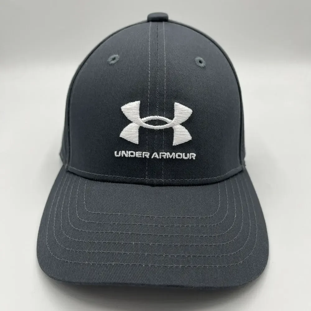 Under Armour Youth Strapback Hat Black Canvas Cap Gray Cotton Polyester NWT